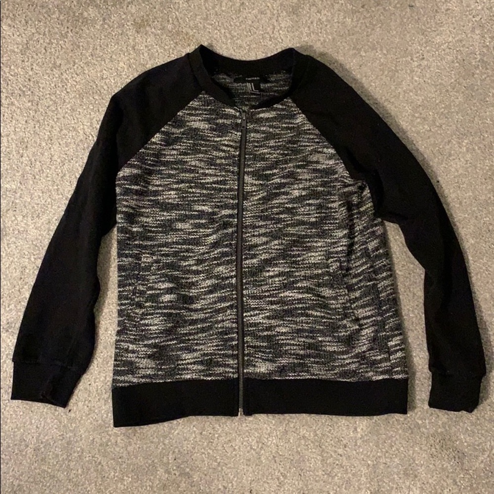 Light Weight Zip Up Crewneck Sweatshirt